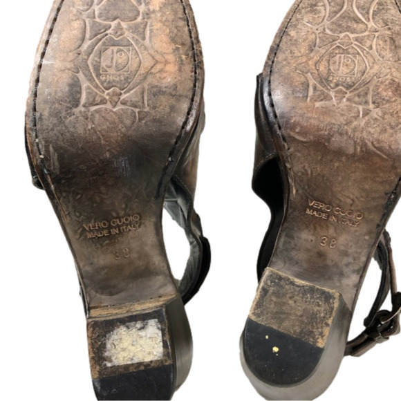 JO Ghost Distressed Leather open back Chunky Heel Bootie. Made in Italy. Sz 38 - Picture 10 of 13